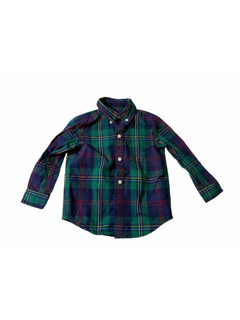 Janie and Jack Plaid Button Down Shirt Green Blue Preppy Holiday 18 24M